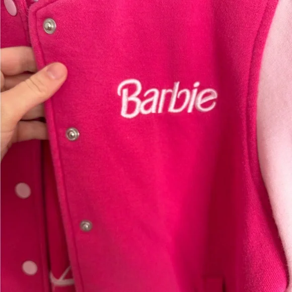 Barbie Women's Jacket Size L varsity jacket pink cotton vintage style - Picture 3 of 6
